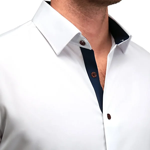 State and Liberty "The Hampton" White with Navy Accents | T-shirts | Short Sleeve Button Downs