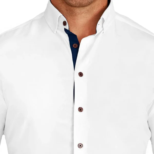 State and Liberty "The Hampton" White with Navy Accents | T-shirts | Short Sleeve Button Downs
