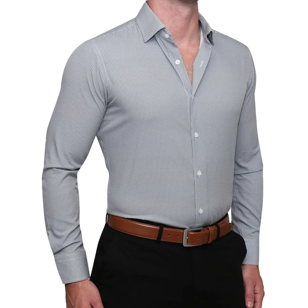 State and Liberty "The Harris" Grey Roped Windowpane | Dress Shirts