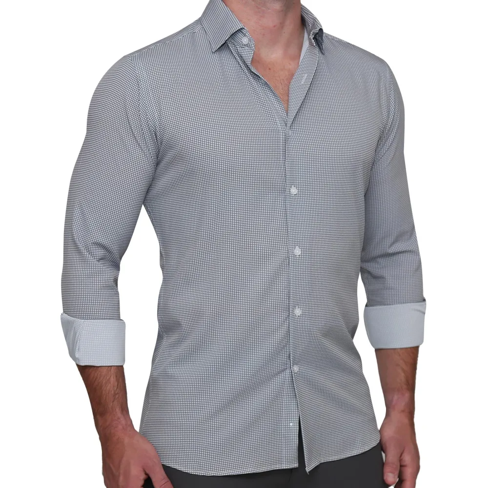 State and Liberty "The Harris" Grey Roped Windowpane | Dress Shirts