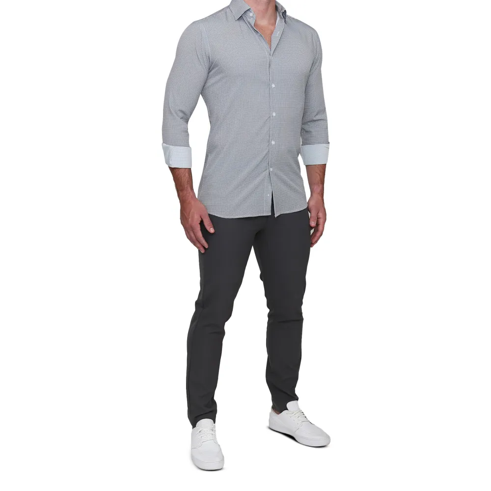 State and Liberty "The Harris" Grey Roped Windowpane | Dress Shirts