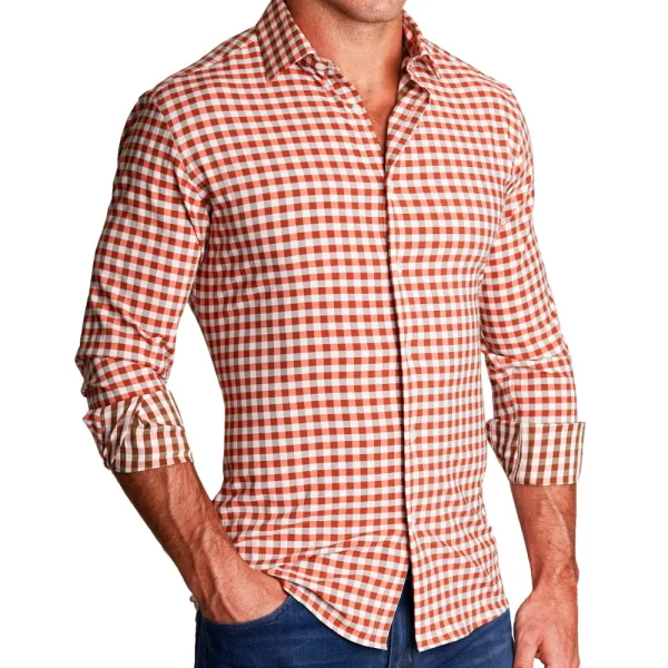 State and Liberty "The Harrison" Orange Big Check | Dress Shirts