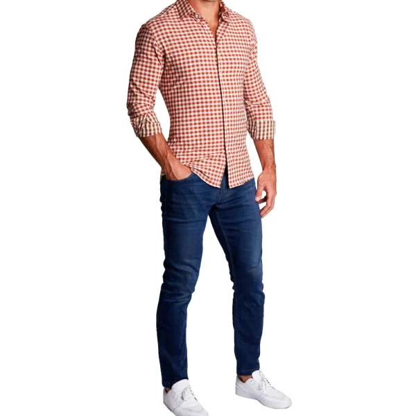 State and Liberty "The Harrison" Orange Big Check | Dress Shirts