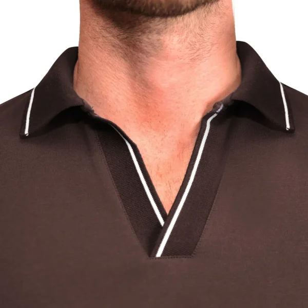 State and Liberty "The Hayes" Brown with White Tipped Polo | Short Sleeve Button Downs | Polos