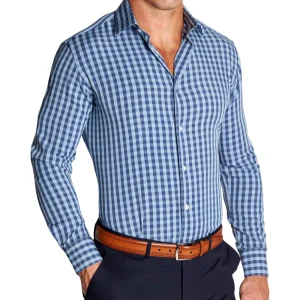State and Liberty "The Henry" Steel Blue and Light Blue Big Gingham | Dress Shirts