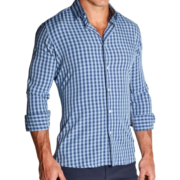 State and Liberty "The Henry" Steel Blue and Light Blue Big Gingham | Dress Shirts