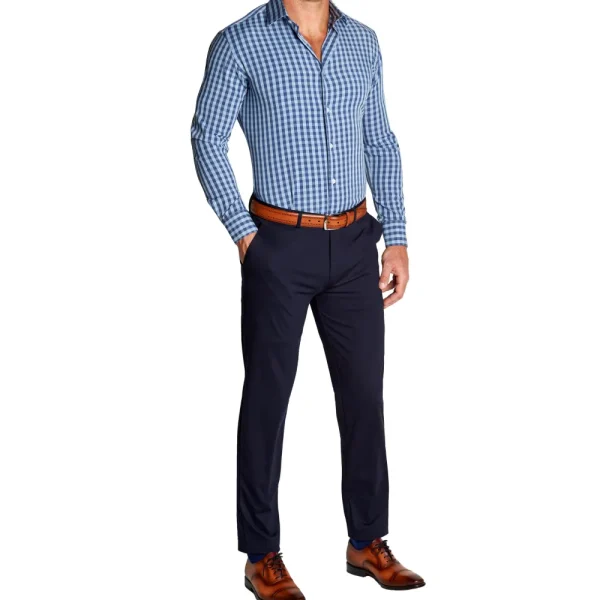 State and Liberty "The Henry" Steel Blue and Light Blue Big Gingham | Dress Shirts