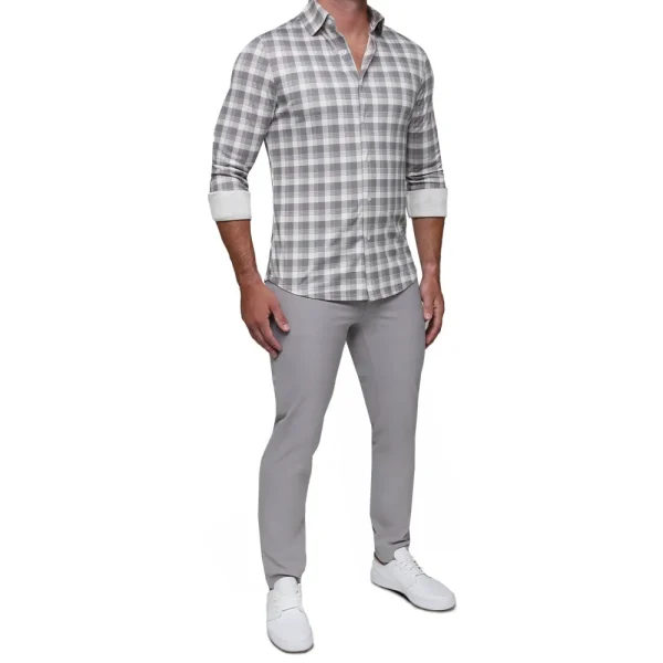State and Liberty "The Holden" Grey Plaid Casual Button Down | Casual Long Sleeves | Long Sleeve Button Downs