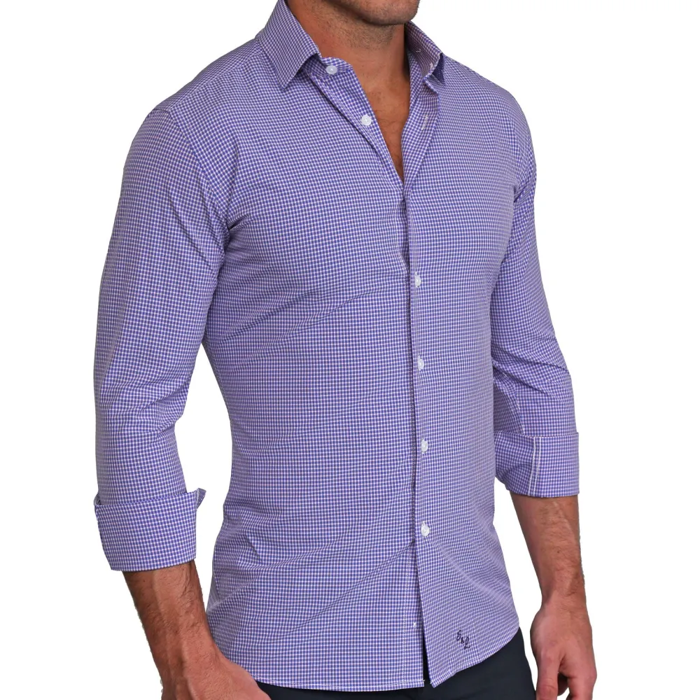 State and Liberty "The Hopkins" Navy and Pink Mini Check | Dress Shirts