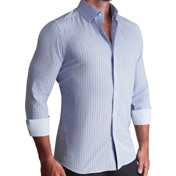 State and Liberty ''The Ivaan" Blue & Purple Double Grid | Dress Shirts