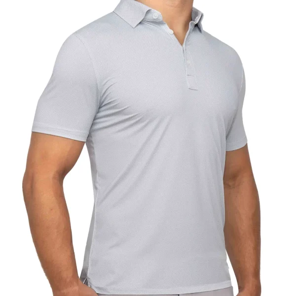 State and Liberty "The Jay" Grey & White Mini Weave Polo | Short Sleeve Button Downs | Polos