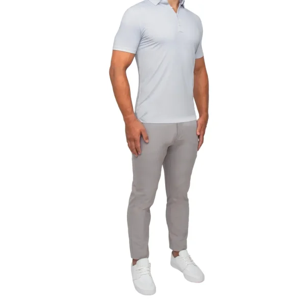 State and Liberty "The Jay" Grey & White Mini Weave Polo | Short Sleeve Button Downs | Polos
