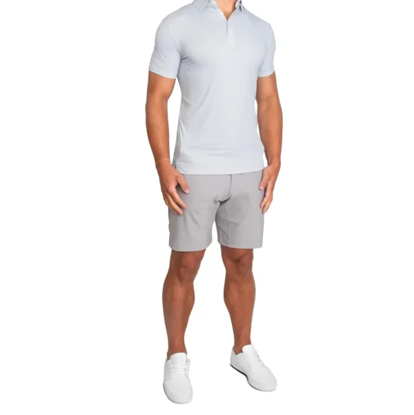 State and Liberty "The Jay" Grey & White Mini Weave Polo | Short Sleeve Button Downs | Polos