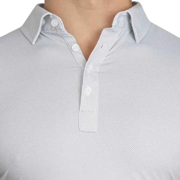 State and Liberty "The Jay" Grey & White Mini Weave Polo | Short Sleeve Button Downs | Polos
