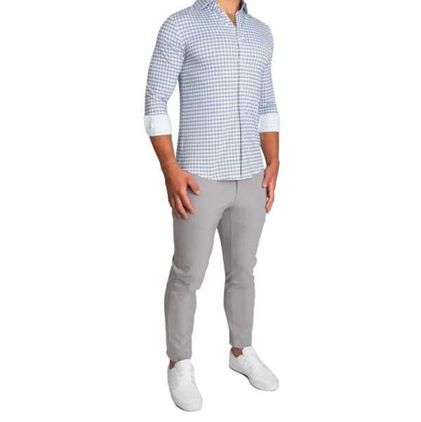 State and Liberty "The Jones" Sport Shirt - White & Grey Check | Casual Long Sleeves | Long Sleeve Button Downs