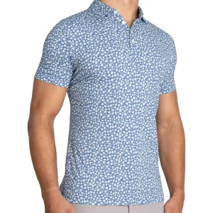 State and Liberty "The Ken" White & Light Blue Floral Print Polo | Short Sleeve Button Downs | Polos