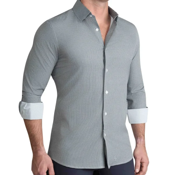 State and Liberty "The La Porta" Green, White, & Black Mini Double Check | Dress Shirts