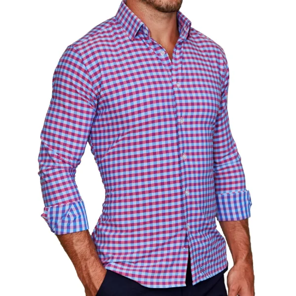 State and Liberty "The Langford" Red and Blue Big Gingham | Dress Shirts
