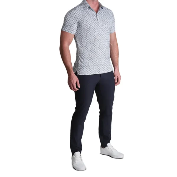 State and Liberty "The Lorenzo" Navy & White Jacquard | Short Sleeve Button Downs | Polos