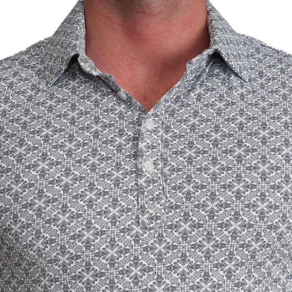 State and Liberty "The Lorenzo" Navy & White Jacquard | Short Sleeve Button Downs | Polos