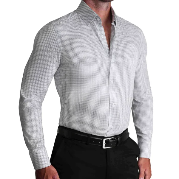 State and Liberty "The Luca" Black Dashed Mini Grid | Dress Shirts