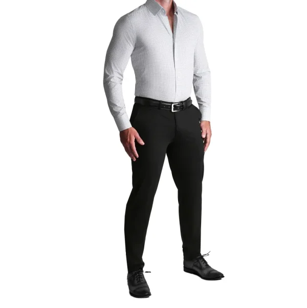 State and Liberty "The Luca" Black Dashed Mini Grid | Dress Shirts