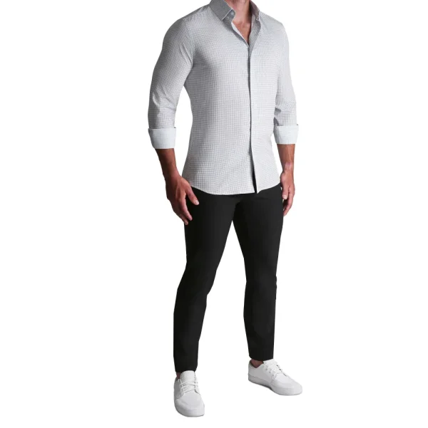 State and Liberty "The Luca" Black Dashed Mini Grid | Dress Shirts