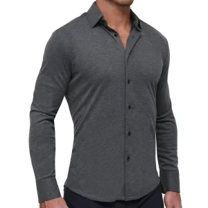 State and Liberty "The Mackinac" Heathered Charcoal Casual Button Down | Casual Long Sleeves | Long Sleeve Button Downs
