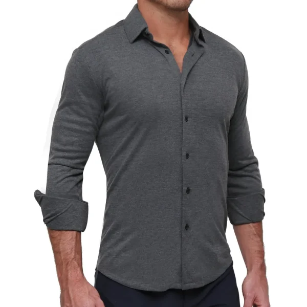 State and Liberty "The Mackinac" Heathered Charcoal Casual Button Down | Casual Long Sleeves | Long Sleeve Button Downs