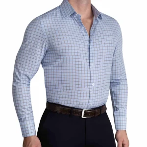 State and Liberty "The Marcus" Brown, White, & Light Blue Windowpane | Dress Shirts