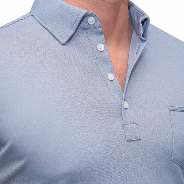 State and Liberty "The Matt" Sky Blue Pique Polo | Short Sleeve Button Downs | Polos