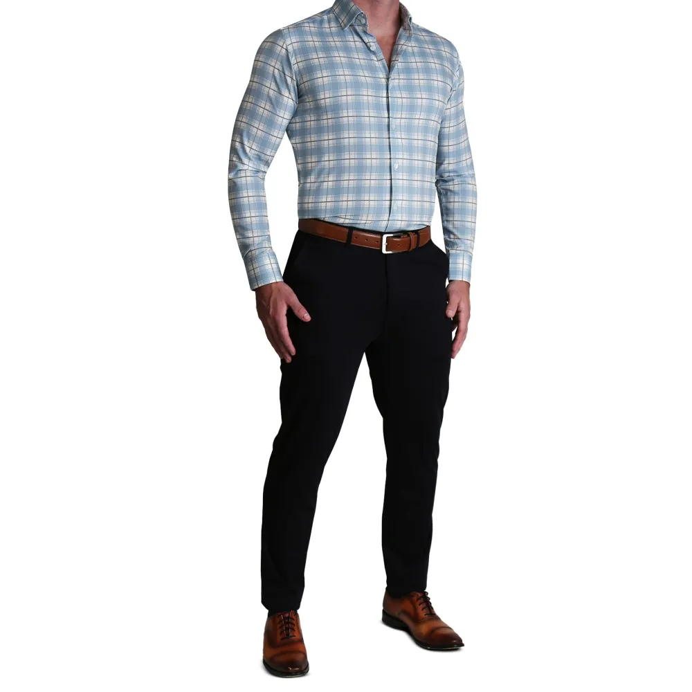 State and Liberty "The Mello" Light Blue & Grey Multi Plaid | Dress Shirts