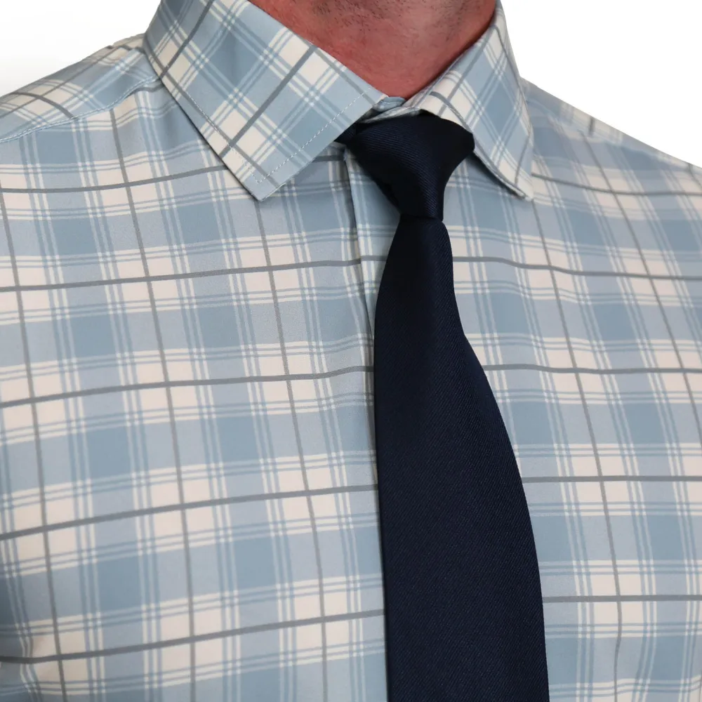 State and Liberty "The Mello" Light Blue & Grey Multi Plaid | Dress Shirts