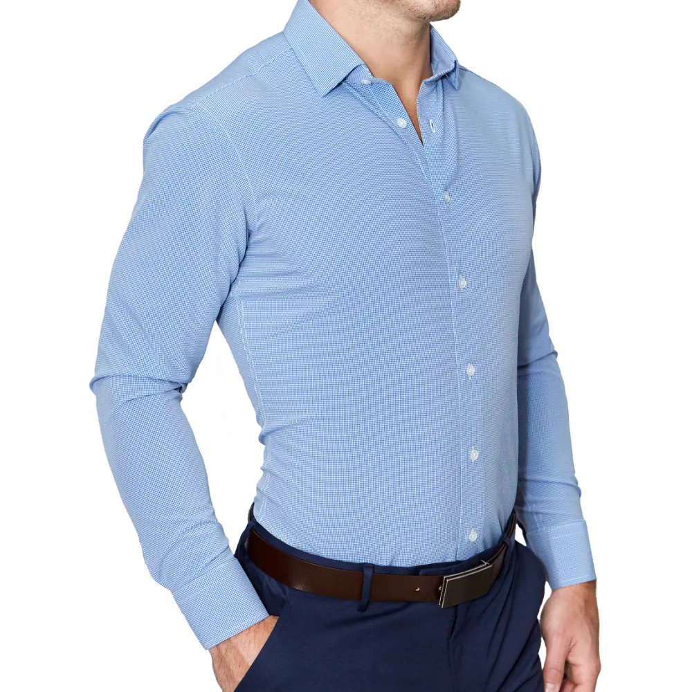 State and Liberty "The Merrill" Blue Micro Check | Dress Shirts