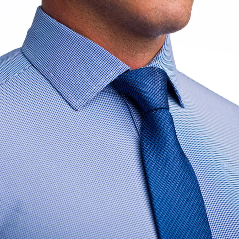 State and Liberty "The Merrill" Blue Micro Check | Dress Shirts