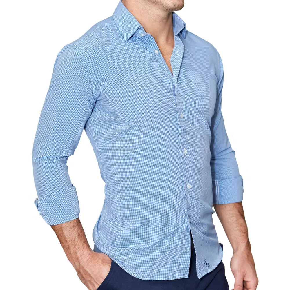 State and Liberty "The Merrill" Blue Micro Check | Dress Shirts