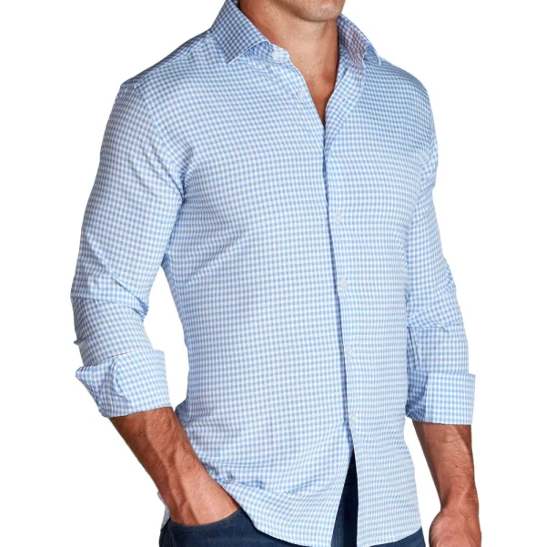 State and Liberty "The Mills" Light Blue Gingham | Dress Shirts