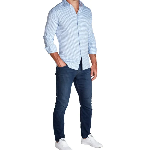 State and Liberty "The Mills" Light Blue Gingham | Dress Shirts