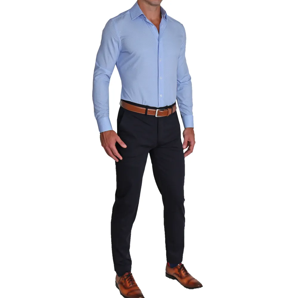 State and Liberty "The Morrison" Blue & White Mini Pattern | Dress Shirts