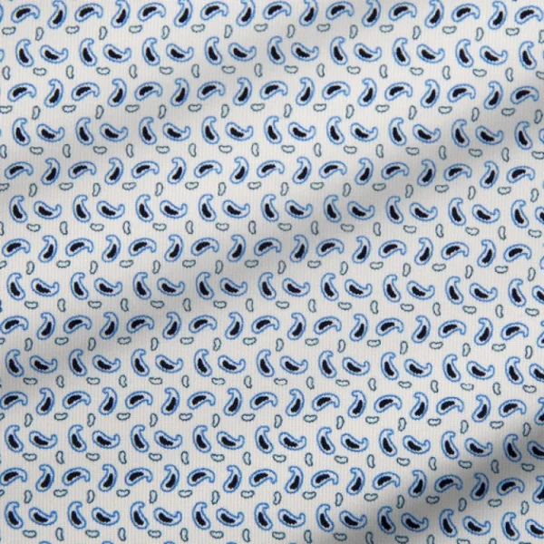 State and Liberty "The Nantucket" White & Light Blue Paisley Polo | Short Sleeve Button Downs | Polos