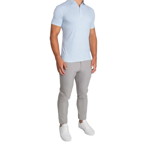 State and Liberty "The Nantucket" White & Light Blue Paisley Polo | Short Sleeve Button Downs | Polos