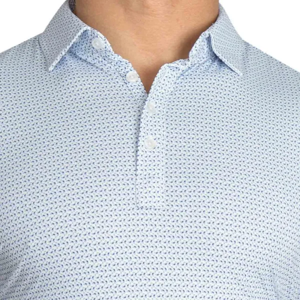 State and Liberty "The Nantucket" White & Light Blue Paisley Polo | Short Sleeve Button Downs | Polos