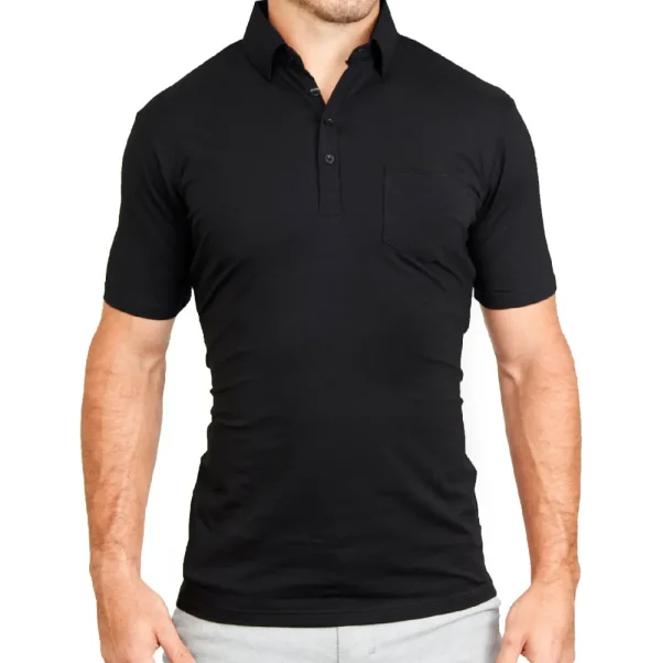State and Liberty "The Ott” Black on Black Polo | T-shirts | Short Sleeve Button Downs