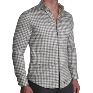 State and Liberty "The Palmer" Brown, Grey, and White Gingham Casual Button Down | Casual Long Sleeves | Long Sleeve Button Downs