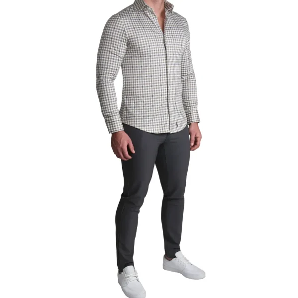 State and Liberty "The Palmer" Brown, Grey, and White Gingham Casual Button Down | Casual Long Sleeves | Long Sleeve Button Downs