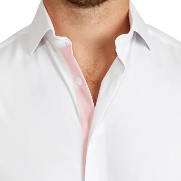 State and Liberty "The Porter" Solid White with Pink Accents | Dress Shirts