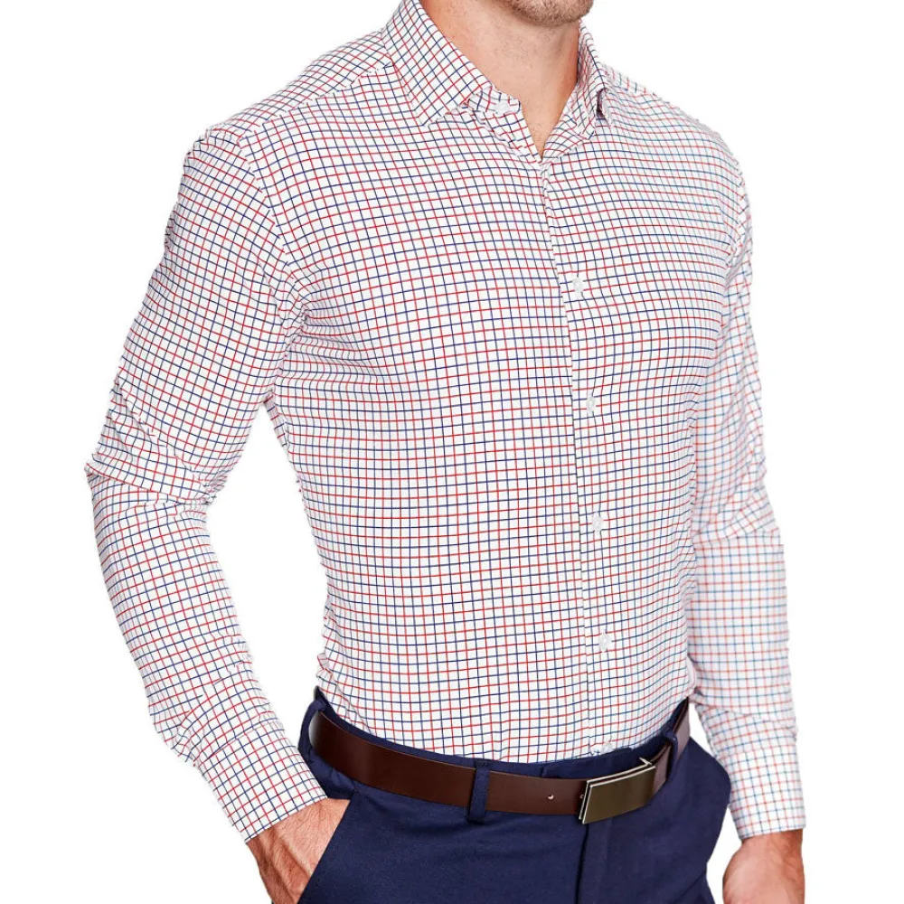 State and Liberty "The Potomac" Red and Blue Cross Stitch | Dress Shirts