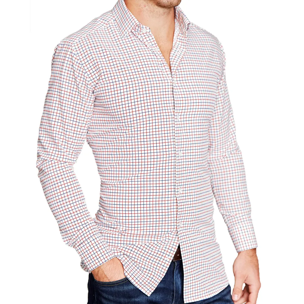 State and Liberty "The Potomac" Red and Blue Cross Stitch | Dress Shirts