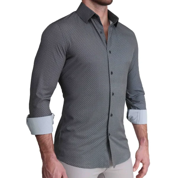 State and Liberty "The Remington" Black and White Star Geo Print | Dress Shirts