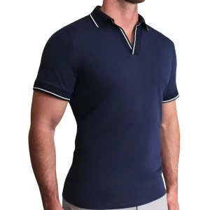 State and Liberty "The Rhett" Navy With White Tipped Polo | Short Sleeve Button Downs | Polos